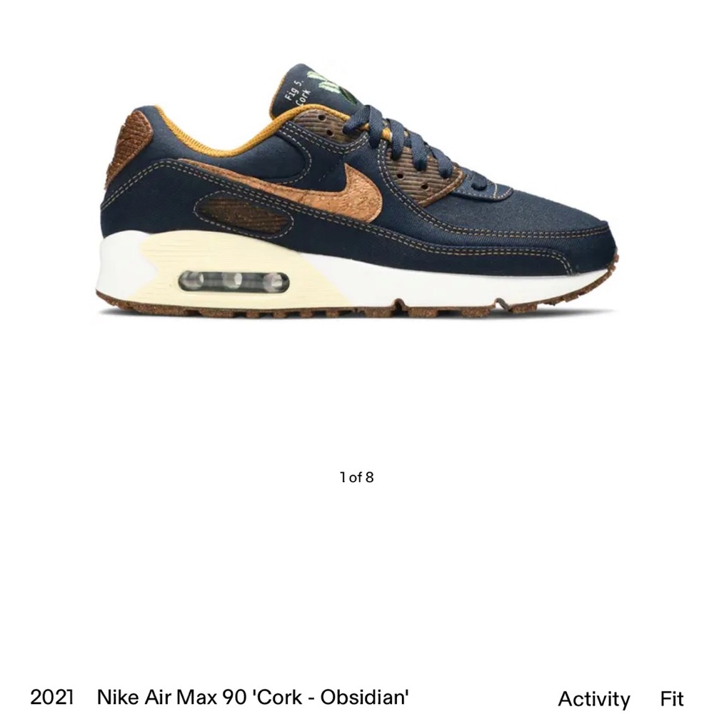 Nike Denim and Cork Fig 5 Air Max 90 Sneakers - Picture 4 of 10